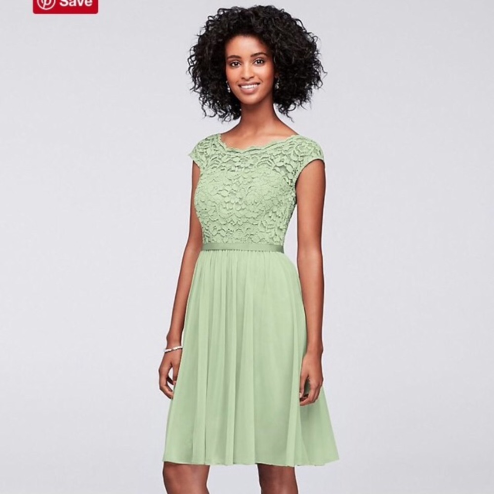 David’s Bridal Mint Green Bridesmaids Dress